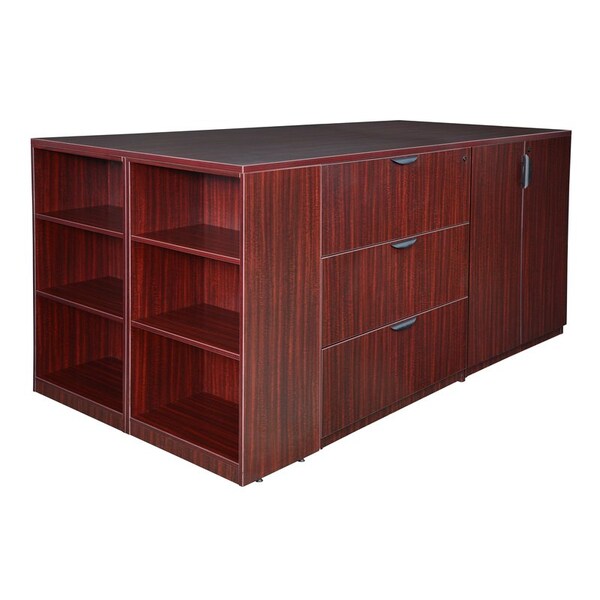 Legacy Standing Desk StandUp DeskStorage CabLatFile, Bookcase, 46" D X 42" H, 85" W X Melamine Laminate - LS2SDSCLF8546MH