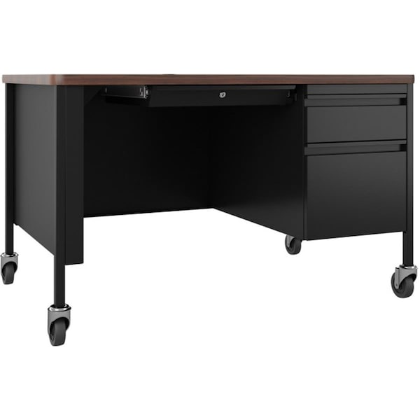 Lorell Fortress Series Walnut Top Teachers DeskBlack 48 x 30 x 29.5 in. - LLR66943