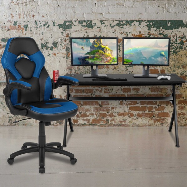 Flash Furniture Black Gaming Desk and Chair Set with Cup Holder - BLN-X10D1904L-BL-GG
