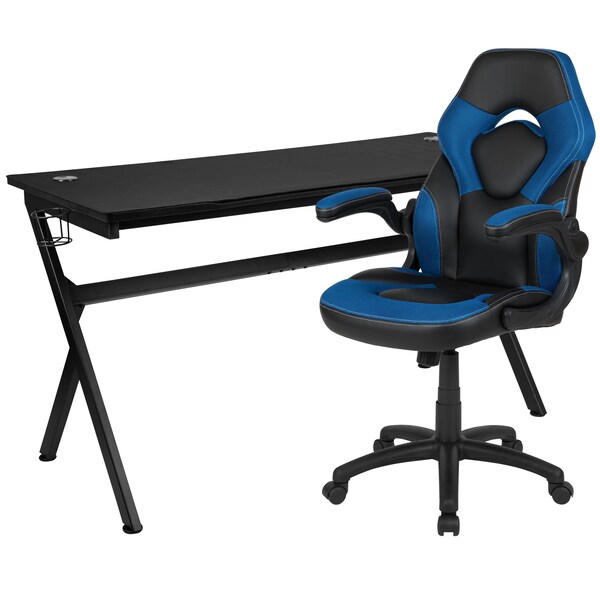 Flash Furniture Black Gaming Desk and Chair Set with Cup Holder - BLN-X10D1904L-BL-GG