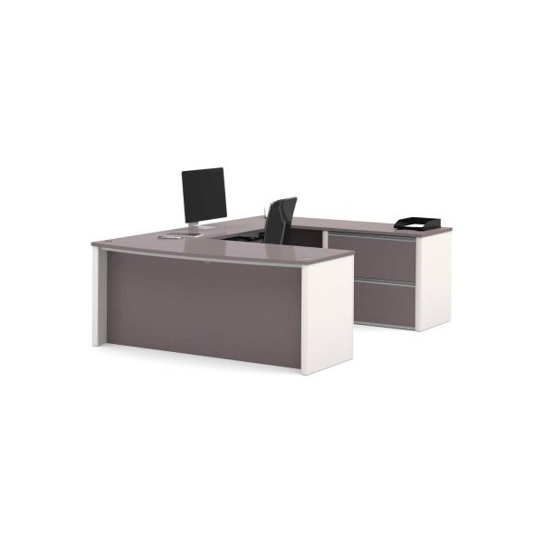 Bestar Bestar U Desk W/ Lateral File - 71 - Slate & Sandstone - Connexion Series - 93865-1559