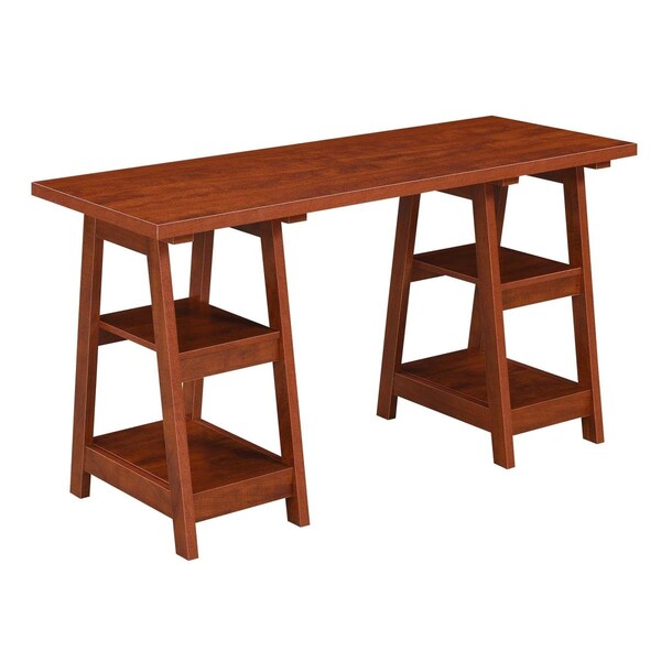 Convenience Concepts 47 x 20 x 29 in. Designs2Go Double Trestle Desk, Cherry - HI2540375