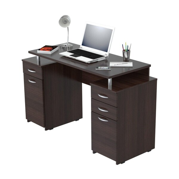 Homeroots Computer Desk with Four Drawers - Melamine and Engineered wood - 249794