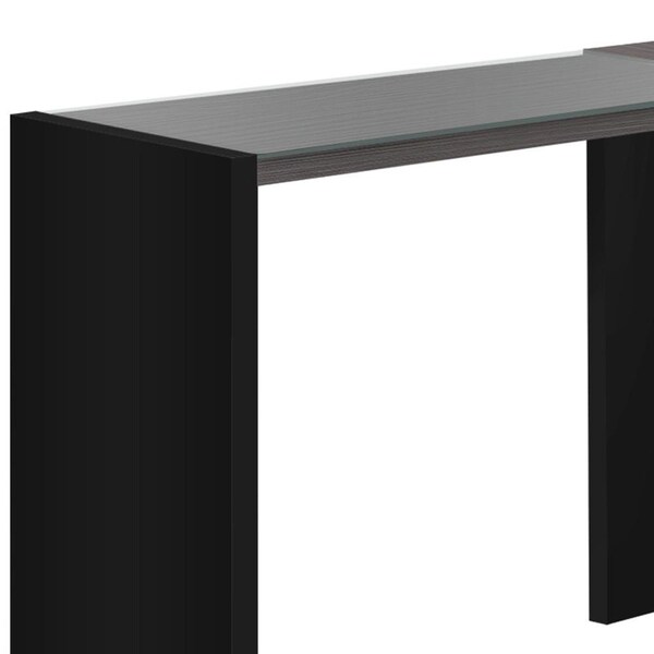 Homeroots 30 in. Black Particle BoardGrey Top & Clear Tempered Glass Computer Desk - 333529