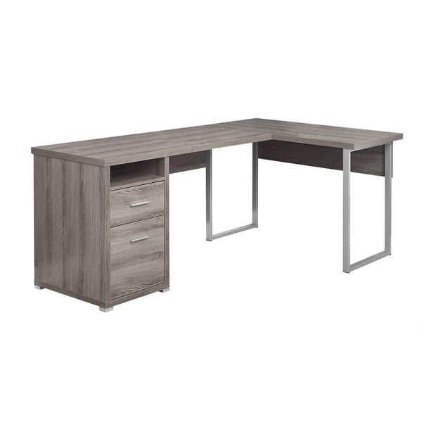 Homeroots 30 in. Particle Board, Hollow Core & Silver Metal Computer Desk - 333443