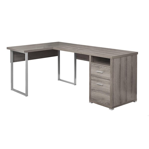 Homeroots 30 in. Particle Board, Hollow Core & Silver Metal Computer Desk - 333443