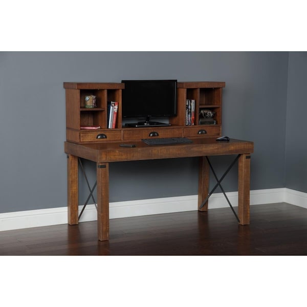 Kd Americana 33220-33221 Model Industrial Desk & Hutch, Mahogany - KD2752131