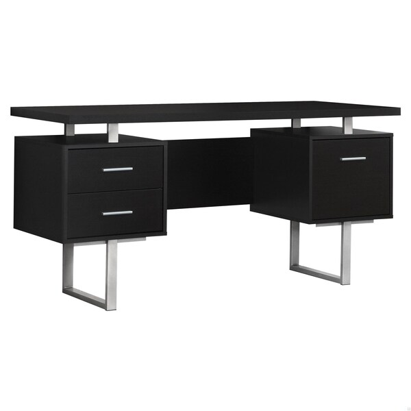 Homeroots 30.25 in. Particle Board & Silver Metal Computer Desk with a Hollow Core - 333366