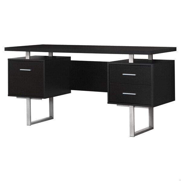 Homeroots 30.25 in. Particle Board & Silver Metal Computer Desk with a Hollow Core - 333366