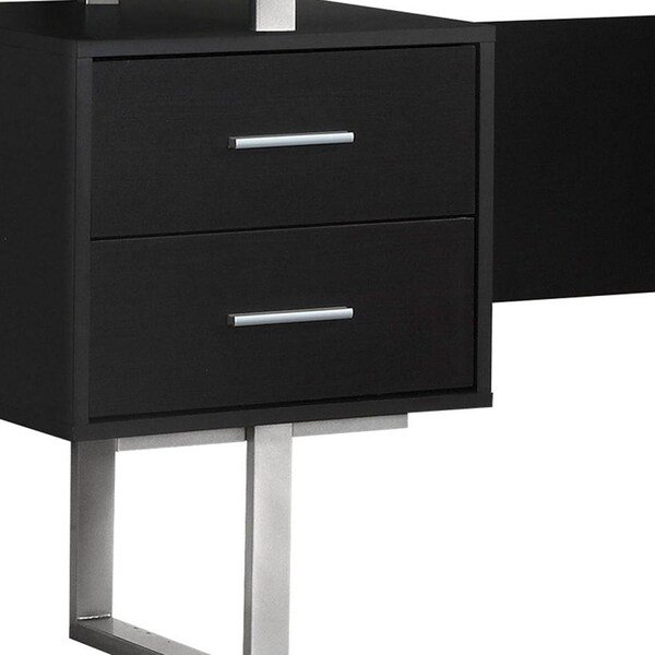 Homeroots 30.25 in. Particle Board & Silver Metal Computer Desk with a Hollow Core - 333366