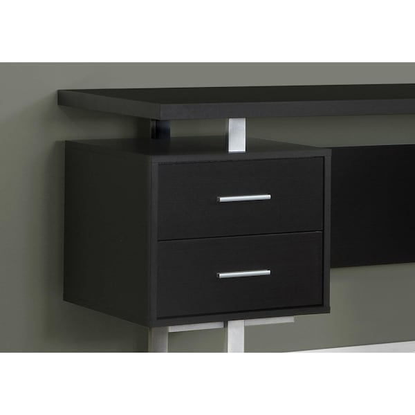 Homeroots 30.25 in. Particle Board & Silver Metal Computer Desk with a Hollow Core - 333366