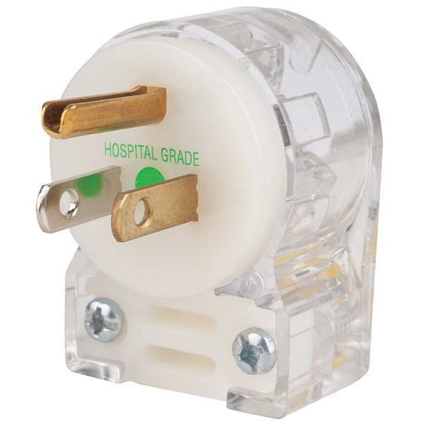 Hubbell 3 Wire Angle Straight Blade Plug Hospital Grade 125VAC 15A - HBL8215CAT