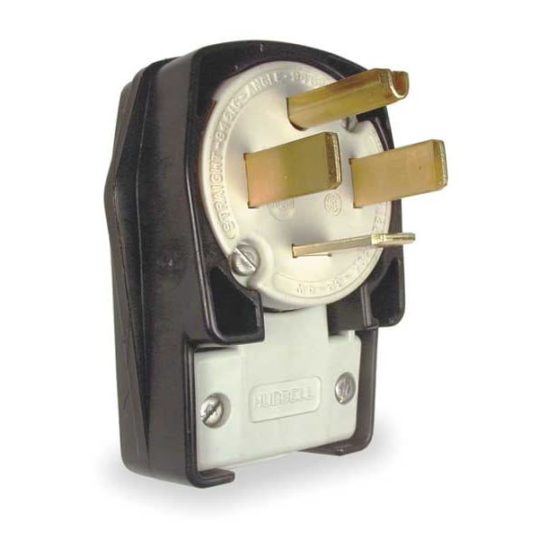 Hubbell 4 Wire Industrial Angle Straight Blade Plug 125/250VAC 60A - HBL9462C