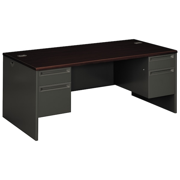 Hon Pedestal Desk Desks, 36 in D X 29.5" H, 72" W X Metal, Mahogany/Charcoal - H38180.N.S