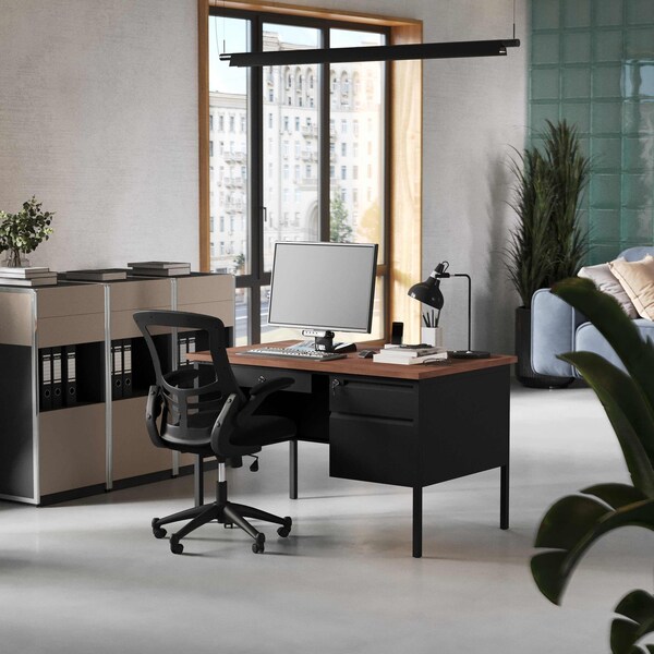 Flash Furniture 30 in D X Walnut, 47.75 in W X - GC-M-BLK-173-WLN-GG