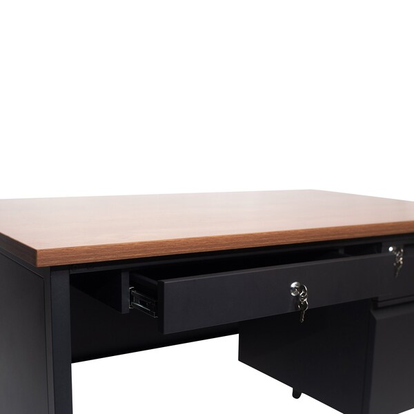 Flash Furniture 30 in D X Walnut, 47.75 in W X - GC-M-BLK-173-WLN-GG