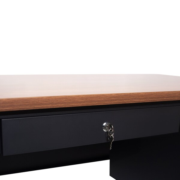 Flash Furniture 30 in D X Walnut, 47.75 in W X - GC-M-BLK-173-WLN-GG