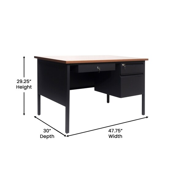 Flash Furniture 30 in D X Walnut, 47.75 in W X - GC-M-BLK-173-WLN-GG
