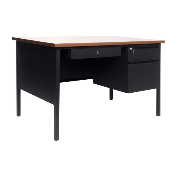 Flash Furniture 30 in D X Walnut, 47.75 in W X - GC-M-BLK-173-WLN-GG