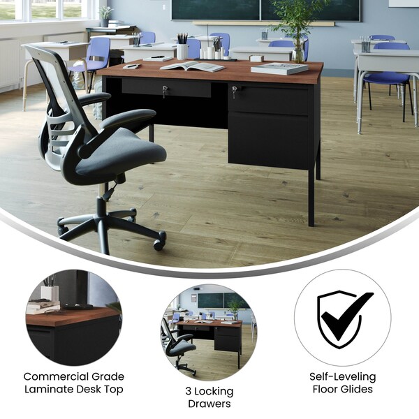 Flash Furniture 30 in D X Walnut, 47.75 in W X - GC-M-BLK-173-WLN-GG