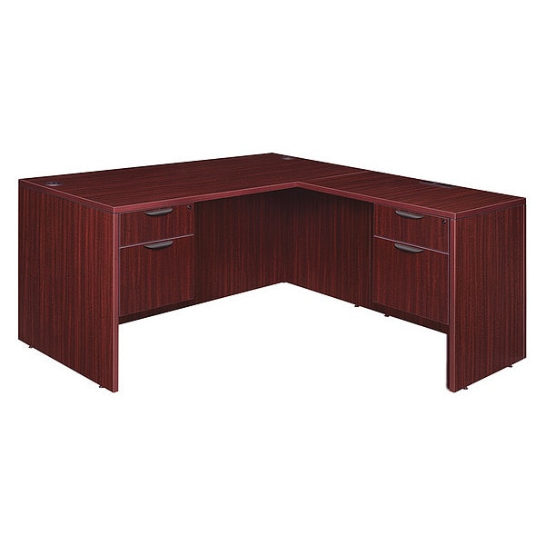 Legacy Pedestal Desk L-Shape Desk, 82" D X 29" H, 71" W X Melamine Laminate, Mahogany - LLD713547MH