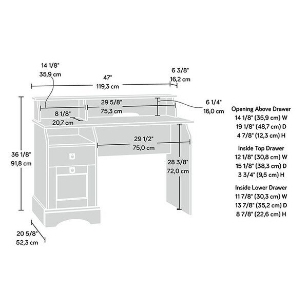 Sauder 20.59 in D X 36.14 in H, 46.97 in W X Engineered wood - 422811