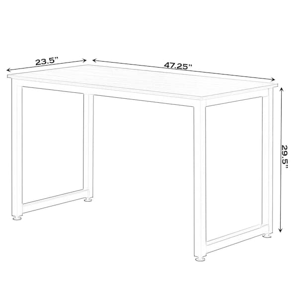 Basicwise Wooden Writing Desk Homes Office Table with Sturdy Metal Frame, Cherry - QI003994.CR