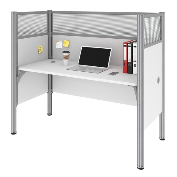 Bestar Bestar Pro-Biz 63W Single Office Cubicle with High Privacy Panels in white - 100871D-17