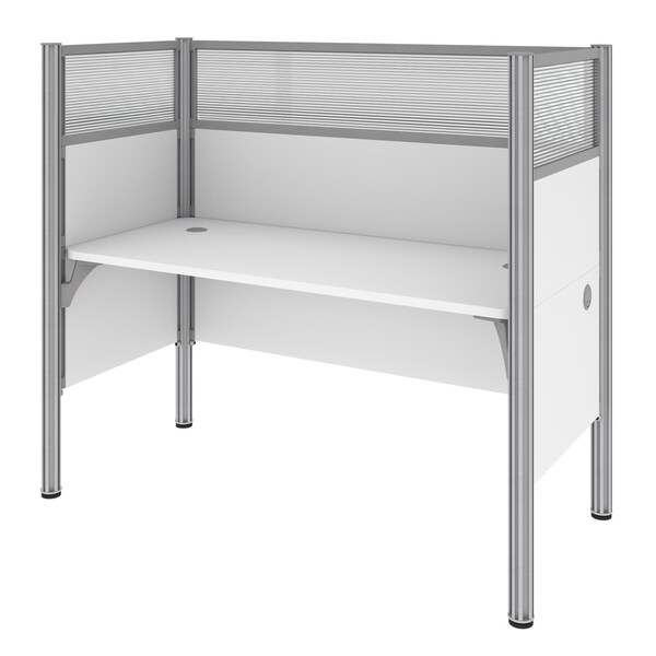 Bestar Bestar Pro-Biz 63W Single Office Cubicle with High Privacy Panels in white - 100871D-17