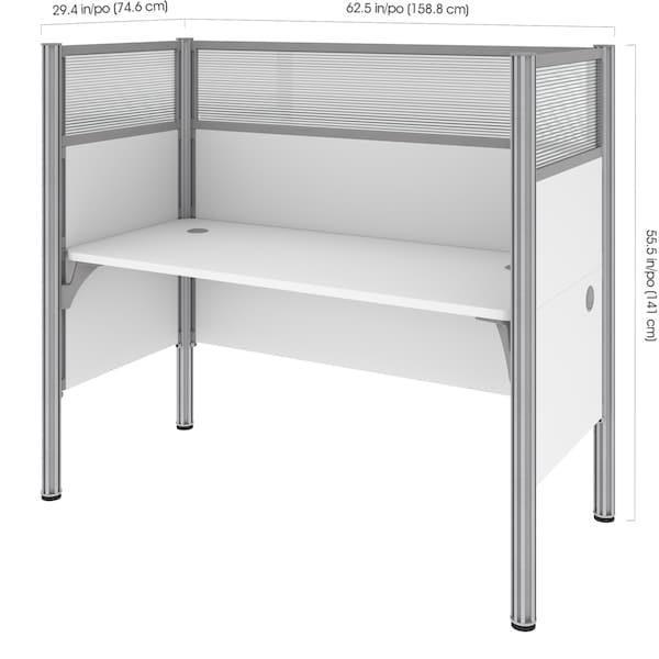 Bestar Bestar Pro-Biz 63W Single Office Cubicle with High Privacy Panels in white - 100871D-17