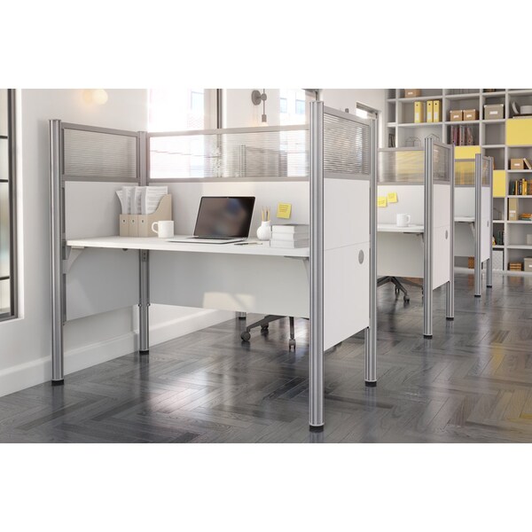 Bestar Bestar Pro-Biz 63W Single Office Cubicle with High Privacy Panels in white - 100871D-17