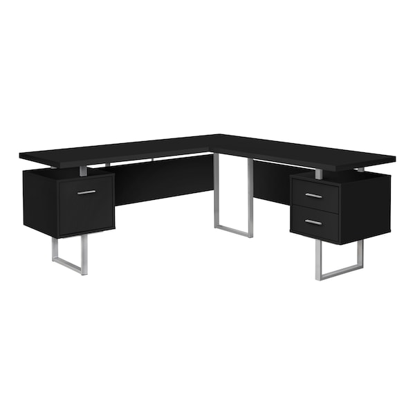 Monarch Specialties Computer Desk, Home Office, Corner, Storage Drawers, 70"L, L Shape, Work, Laptop, Metal, Black - I 7619
