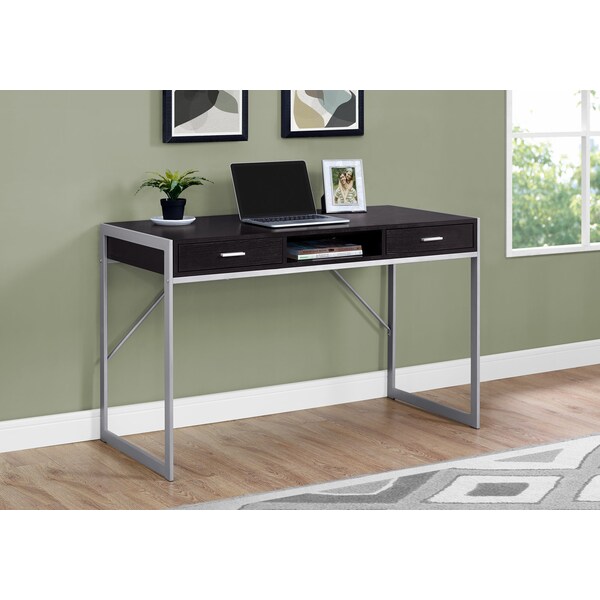 Monarch Specialties Computer Desk, Home Office, Laptop, Storage Drawers, 48"L, Work, Metal, Laminate, Brown, Grey - I 7366