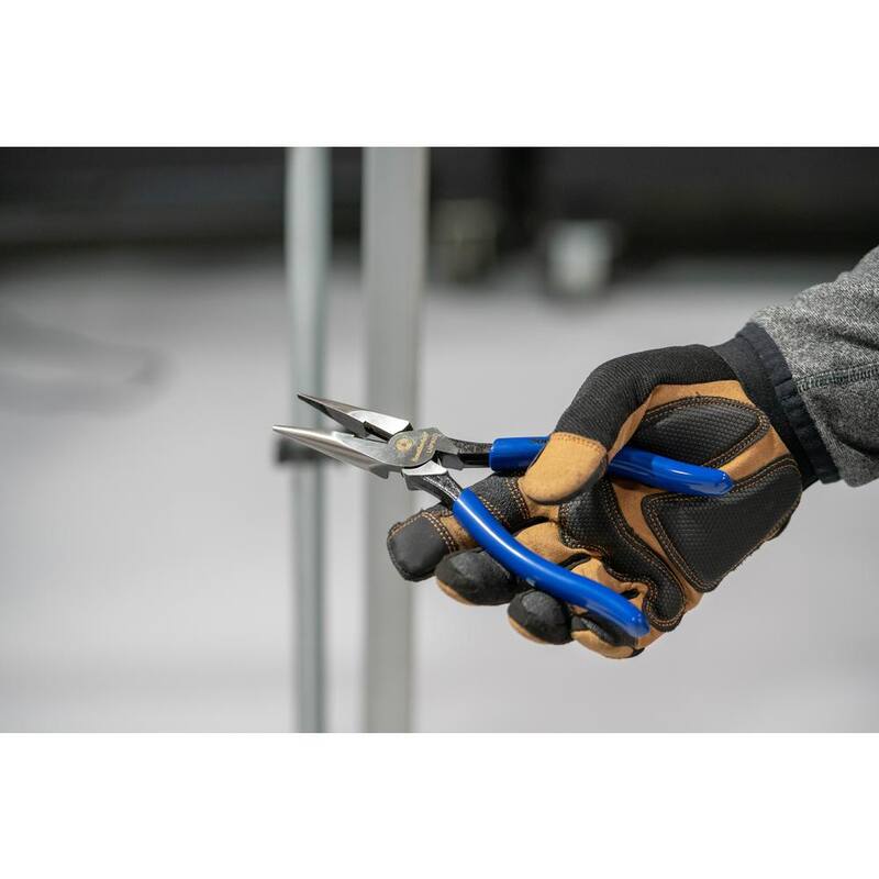 Southwire 8 in. Heavy-Duty Long-Nose Pliers with Side Cutter, Stripper and Dipped Handles - 58289740