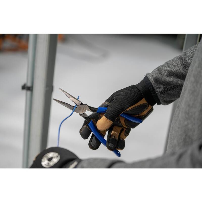 Southwire 8 in. Heavy-Duty Long-Nose Pliers with Side Cutter, Stripper and Dipped Handles - 58289740