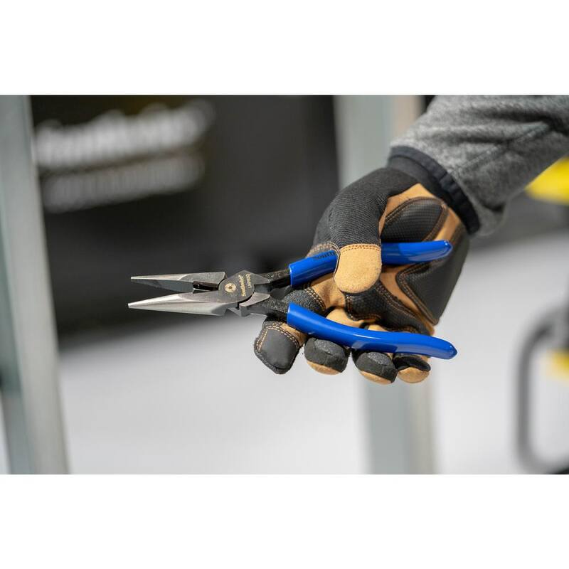 Southwire 8 in. Heavy-Duty Long-Nose Pliers with Side Cutter, Stripper and Dipped Handles - 58289740