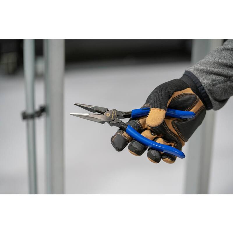 Southwire 8 in. Heavy-Duty Long-Nose Pliers with Side Cutter, Stripper and Dipped Handles - 58289740