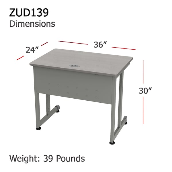 Linea Italia Computer Desk for Small Spaces, 36 inW x 24 inD x 30 inH, Gray/Ash - ZUD139