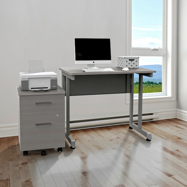 Linea Italia Computer Desk for Small Spaces, 36 inW x 24 inD x 30 inH, Gray/Ash - ZUD139