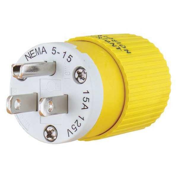 Zoro Select 3 Wire Industrial Straight Blade Plug 125VAC 15A - BRY5266NPCR