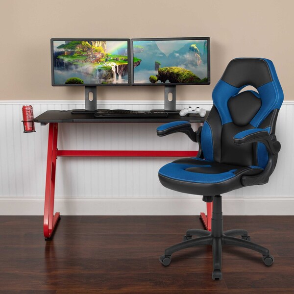 Flash Furniture Red Gaming Desk and Chair Set with Cup Holder - BLN-X10RSG1030-BL-GG