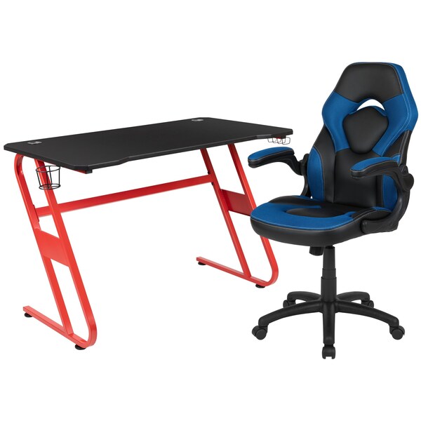 Flash Furniture Red Gaming Desk and Chair Set with Cup Holder - BLN-X10RSG1030-BL-GG