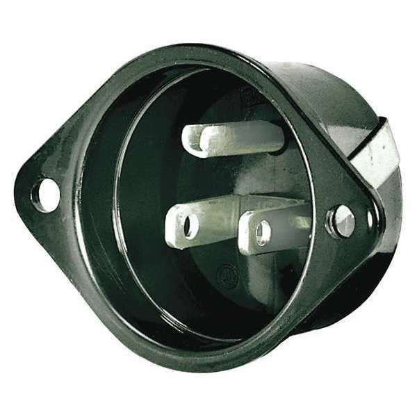 Zoro Select Flanged Inlet, 15 A Amps, 125V AC, Panel Mount, Single Outlet, 5-15P, Gray - 5278G