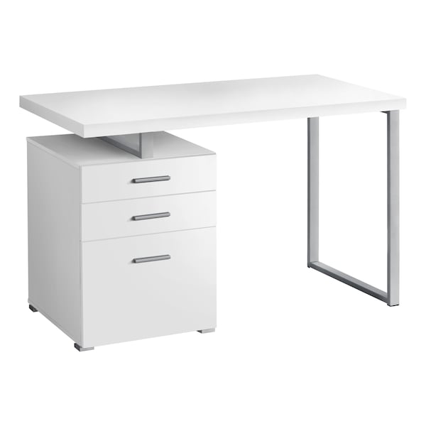 Monarch Specialties Computer Desk, Home Office, Laptop, Left, Right Set-up, Storage Drawers, 48"L, Work, Metal, White - I 7027