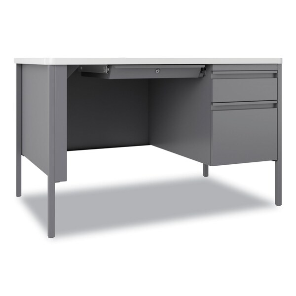 Hirsh Industries Teachers Pedestal Desk, One Right-Hand Pedestal: Box/File Drawers, 48inx30inx29.5in, White/Platinum - 22653