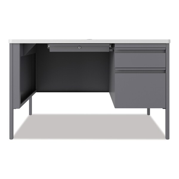 Hirsh Industries Teachers Pedestal Desk, One Right-Hand Pedestal: Box/File Drawers, 48inx30inx29.5in, White/Platinum - 22653