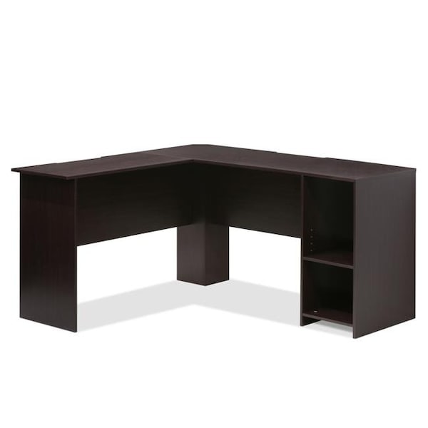 Furinno Furinno 16084EX Indo L-Shaped Desk with Bookshelves; Espresso - 16084EX