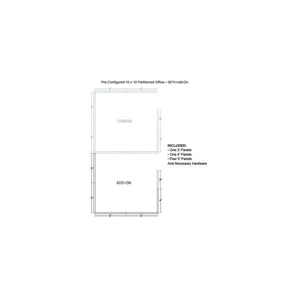 Global Equipment Interion    Pre-Configured Office Cubicle - 10'W x 10'D x 60"H - Add-On Kit - Blue - 236659BL
