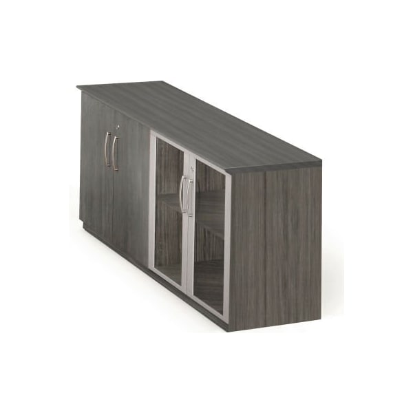 Safco Safco Medina Series Low Wall Cabinet With Wood/Glass Door, 72"W x 20"D x 29-1/2"H, Gray Steel - MVLCLGS