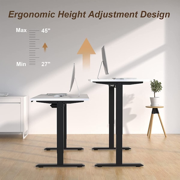 We'Re It Lift It Electric Sit Stand Desk, 46.25 H, 30 W X Laminate wood, metal, Black - VL12BLK6030-459